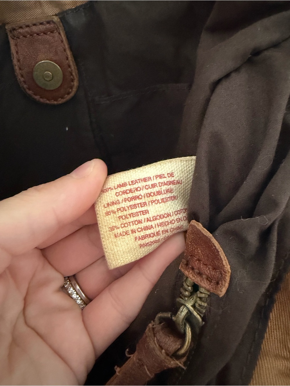 LUCKY BRAND Vintage Brown Leather Sinch Side Tote Shoulder Bag - Picture 11 of 13